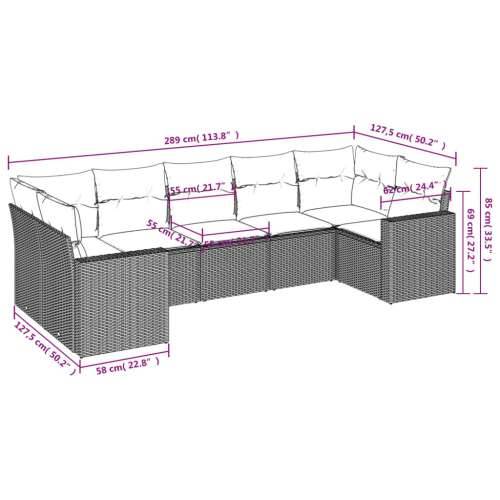 Vrtna garnitura - 7-dijelni set vrtnih sofa od poliratana s jastucima crni - Crna 7 Cijena