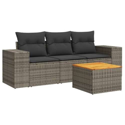 Vrtna garnitura - 4-dijelni set vrtnih sofa od poliratana s jastucima sivi - Siva 4 Cijena