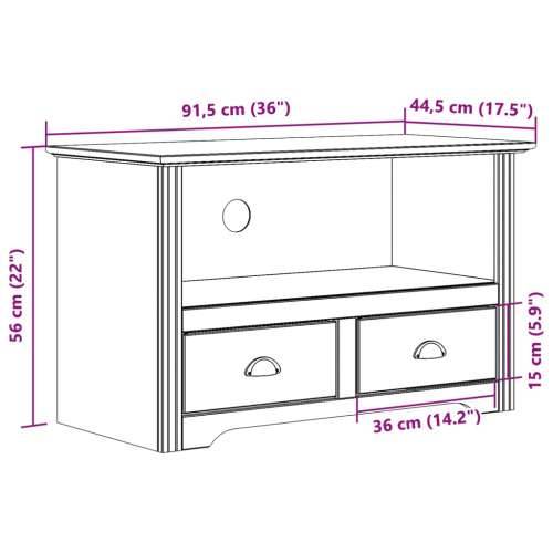 TV ormarić s 2 ladice BODO sivi 91,5x44,5x56cm masivna borovina Siva 1 Cijena
