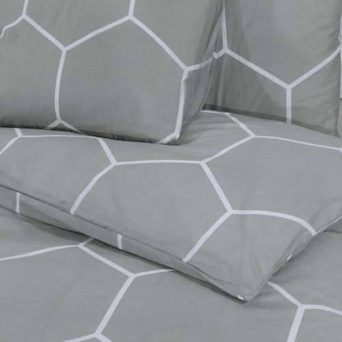 Set posteljine za poplun sivi 140 x 200 cm pamučni200x200  - Siva i bijela 200 x 200 cm + 50 x 75 cm 2 1 Cijena