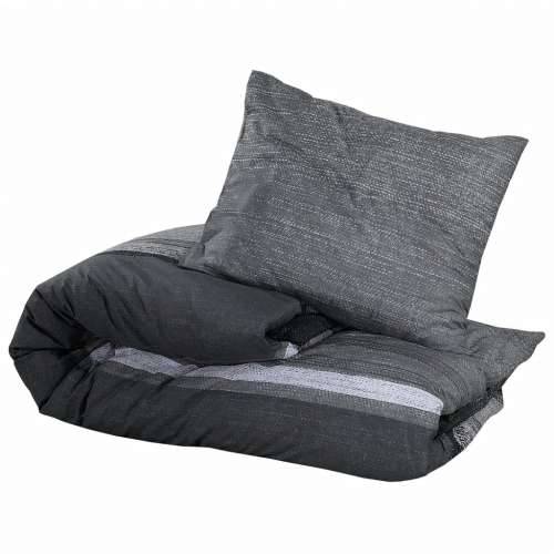 Set posteljine za poplun tamnosivi 135 x 200 cm pamučni - Tamnosiva i crna 135 x 200 cm + 80 x 80 cm 1 Cijena