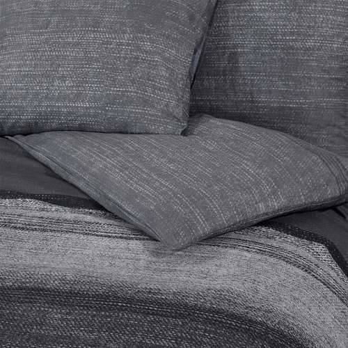 Set posteljine za poplun tamnosivi 135 x 200 cm pamučni - Tamnosiva i crna 135 x 200 cm + 80 x 80 cm 1 Cijena