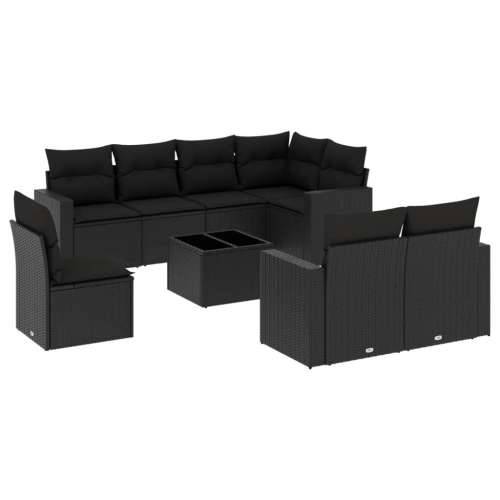 Vrtna garnitura - 3-dijelni set vrtnih sofa s jastucima crni od poliratana Crna Sa stolom 1 Cijena