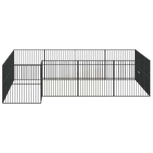 Ograda za pse sa 16 panela crna od pocinčanog čelika Cijena