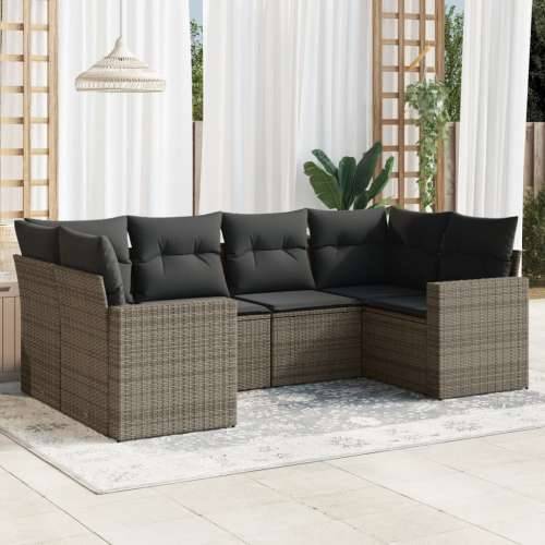 Vrtna garnitura - 6-dijelni set vrtnih sofa od poliratana s jastucima sivi - Siva 6 Cijena