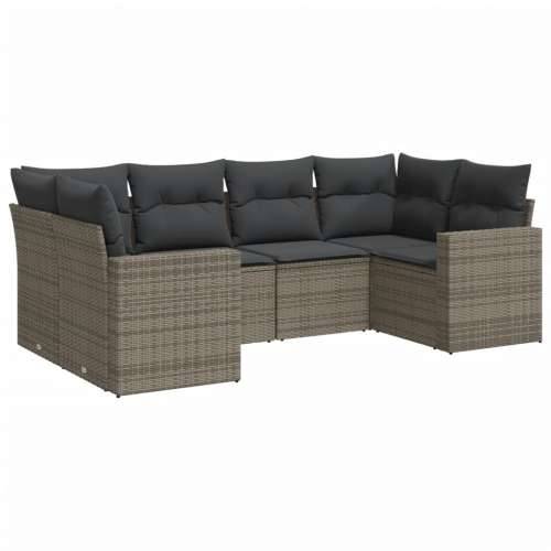 Vrtna garnitura - 6-dijelni set vrtnih sofa od poliratana s jastucima sivi - Siva 6 Cijena