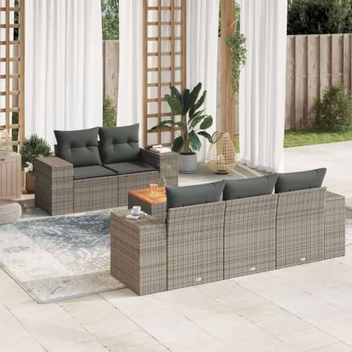 Vrtna garnitura - 6-dijelni set vrtnih sofa od poliratana s jastucima sivi - Siva 6 Cijena