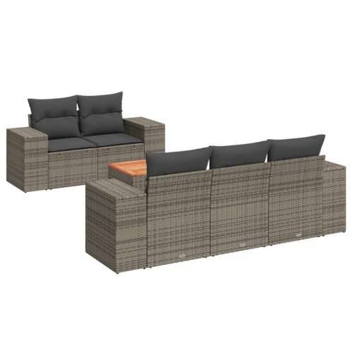 Vrtna garnitura - 6-dijelni set vrtnih sofa od poliratana s jastucima sivi - Siva 6 Cijena