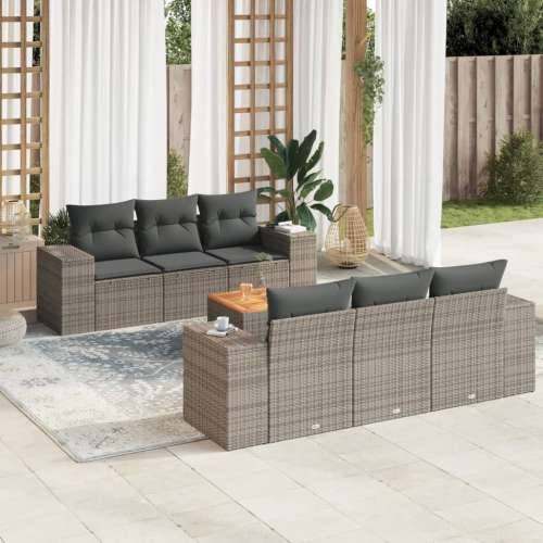 Vrtna garnitura - 7-dijelni set vrtnih sofa sivi od poliratana - Siva 7 Cijena