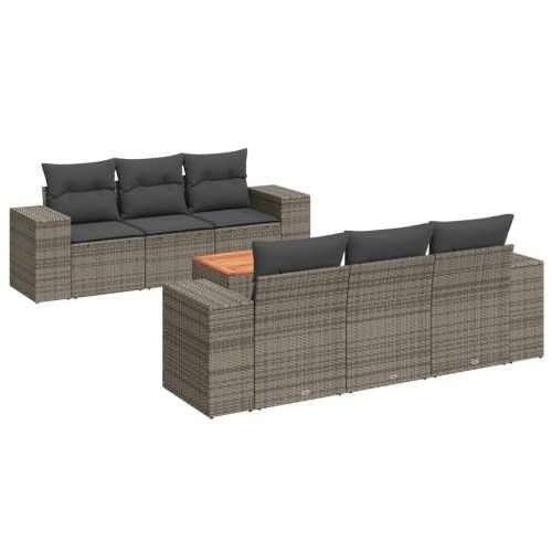 Vrtna garnitura - 7-dijelni set vrtnih sofa sivi od poliratana - Siva 7 Cijena