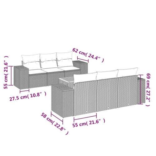 Vrtna garnitura - 7-dijelni set vrtnih sofa sivi od poliratana - Siva 7 Cijena