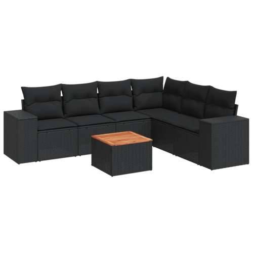 Vrtna garnitura - 7-dijelni set vrtnih sofa od poliratana s jastucima crni - Crna stol + kutna + 3x srednja 1 Cijena
