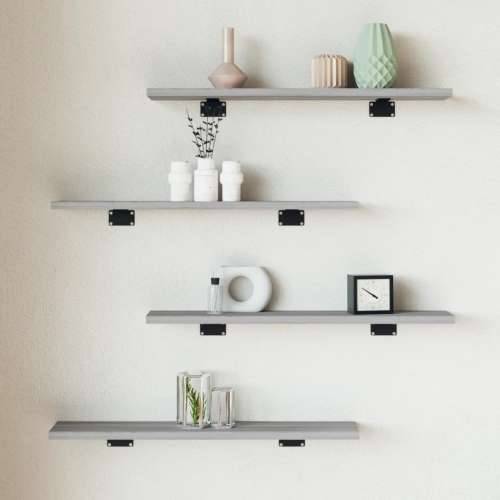 Zidne police 4 kom boja hrasta 60x10x1,5 cm konstruirano drvo - Sivi hrast sonoma 60 x 10 x 1.5 cm 4 Cijena