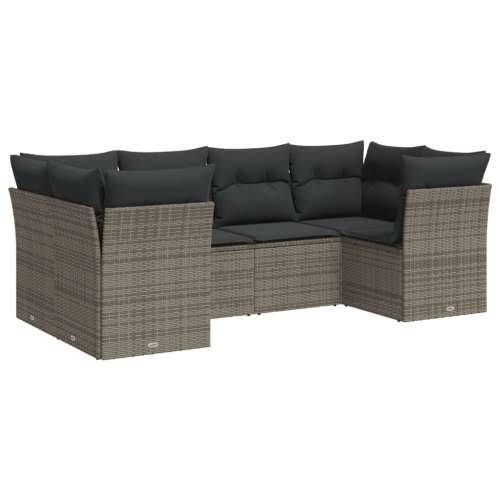 Vrtna garnitura - 6-dijelni set vrtnih sofa od poliratana s jastucima sivi - Siva 6 Cijena
