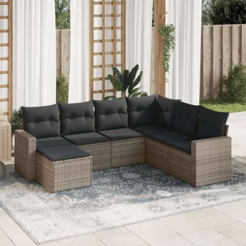 Vrtna garnitura - 7-dijelni set vrtnih sofa sivi od poliratana - Siva Bez stola 1 Cijena