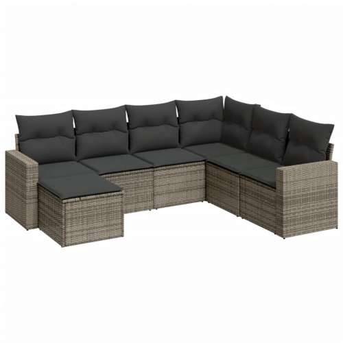 Vrtna garnitura - 7-dijelni set vrtnih sofa sivi od poliratana - Siva Bez stola 1 Cijena