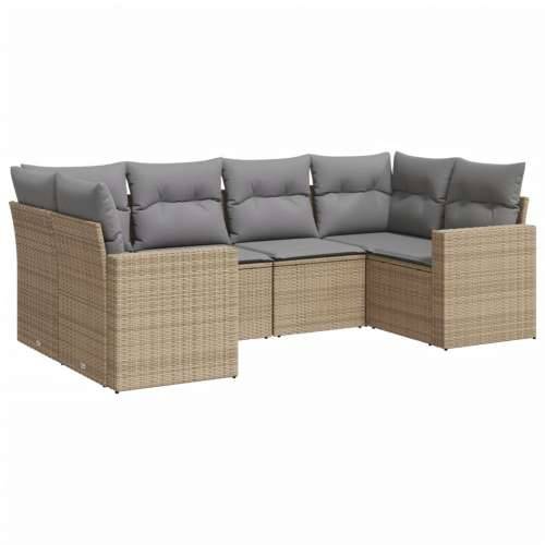 Vrtna garnitura - 6-dijelni set vrtnih sofa s jastucima bež od poliratana - bež i siva 6 Cijena