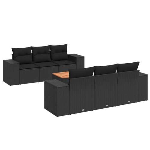 Vrtna garnitura - 7-dijelni set vrtnih sofa od poliratana s jastucima crni - Crna 7 Cijena