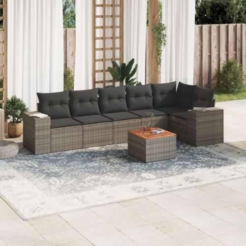 Vrtna garnitura - 7-dijelni set vrtnih sofa sivi od poliratana - Siva 3x srednja + stol + kutna 1 Cijena