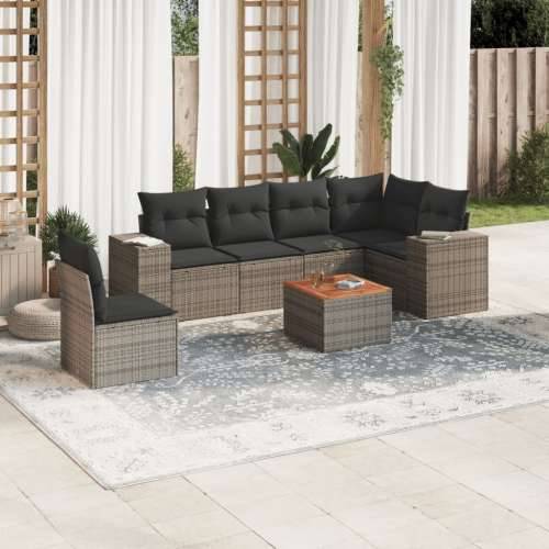 Vrtna garnitura - 7-dijelni set vrtnih sofa sivi od poliratana - Siva kutna + stol + 3x srednja 1 Cijena