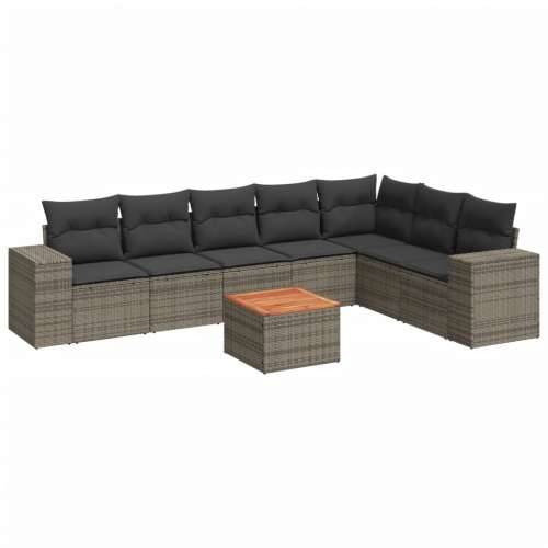 Vrtna garnitura - 8-dijelni set vrtnih sofa od poliratana s jastucima sivi - Siva 8 Cijena