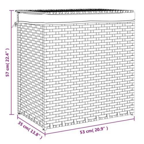 Košara za rublje s 2 odjeljka tamnosmeđa 53x35x57 cm poliratan Cijena