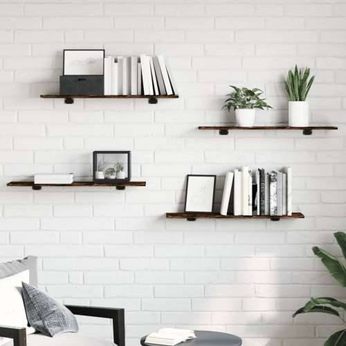 Zidne police 4 kom boja hrasta 80x20x1,5 cm konstruirano drvo - Dimljeni hrast 80 x 20 x 1.5 cm 4 Cijena