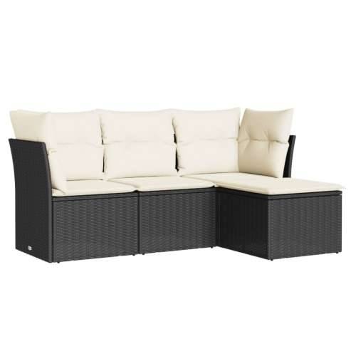 Vrtna garnitura - 4-dijelni set vrtnih sofa od poliratana s jastucima crni - Crna i krem Bez stola 1 Cijena