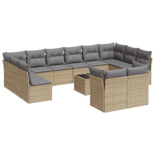 Vrtna garnitura - 13-dijelni set vrtnih sofa s jastucima poliratan Bež - bež i siva Sa stolom 1 Cijena