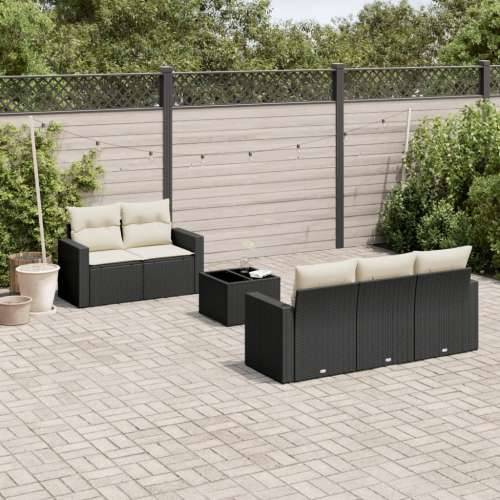 Vrtna garnitura - 6-dijelni set vrtnih sofa s jastucima crni od poliratana - Crna i krem 1 Cijena