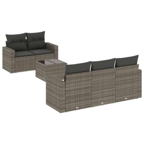 Vrtna garnitura - 6-dijelni set vrtnih sofa od poliratana s jastucima sivi - Siva 1 Cijena