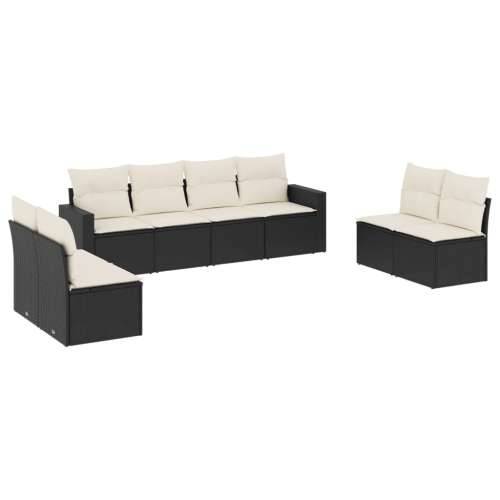 Vrtna garnitura - 8-dijelni set vrtnih sofa od poliratana s jastucima crni - Crna i krem 1 Bez stola Cijena