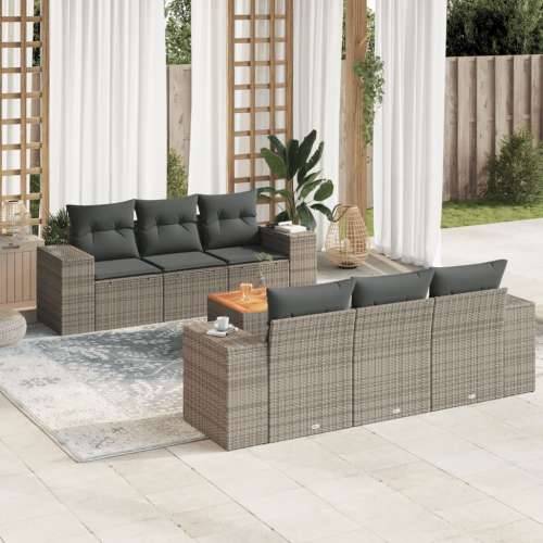 Vrtna garnitura - 7-dijelni set vrtnih sofa sivi od poliratana - Siva 1 Cijena