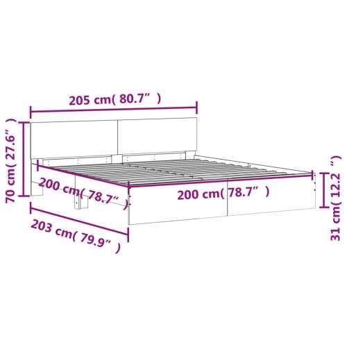 Okvir za krevet s uzglavljem boja hrasta 200x200 cm - Dimljeni hrast 200 x 200 cm Cijena