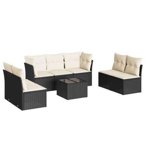 Vrtna garnitura - 8-dijelni set vrtnih sofa od poliratana s jastucima crni - Crna i krem Sa stolom 1 Cijena