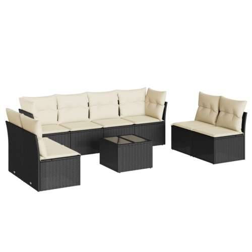 Vrtna garnitura - 9-dijelni set vrtnih sofa s jastucima crni od poliratana - Crna i krem Sa stolom 1 Cijena