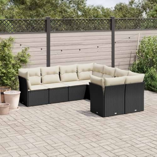 Vrtna garnitura - 8-dijelni set vrtnih sofa od poliratana s jastucima crni - Crna i krem 1 Cijena