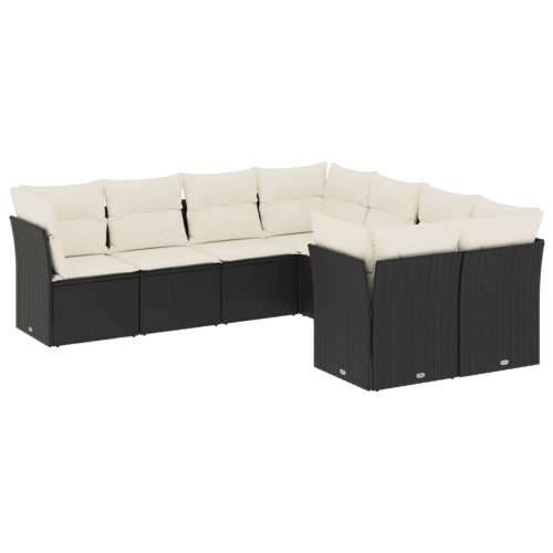 Vrtna garnitura - 8-dijelni set vrtnih sofa od poliratana s jastucima crni - Crna i krem 1 Cijena