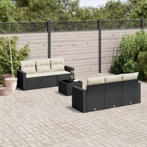 Vrtna garnitura - 7-dijelni set vrtnih sofa od poliratana s jastucima crni - Crna i krem 1 Cijena