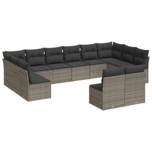 Vrtna garnitura - 12-dijelni set vrtnih sofa od poliratana s jastucima sivi - Siva Bez stola 1 Cijena