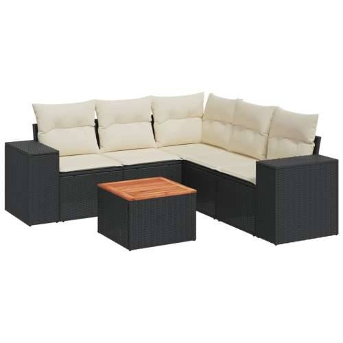 Vrtna garnitura - 6-dijelni set vrtnih sofa s jastucima crni od poliratana - Crna i krem kutna + stol + 2x srednja 1 Cijena