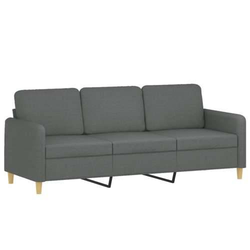 3-dijelni set sofa s jastucima tamnosivi od tkanine - Tamno siva s jastucima i tabureom Cijena