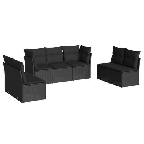 Vrtna garnitura - 7-dijelni set vrtnih sofa od poliratana s jastucima crni - Crna Bez stola 1 Cijena