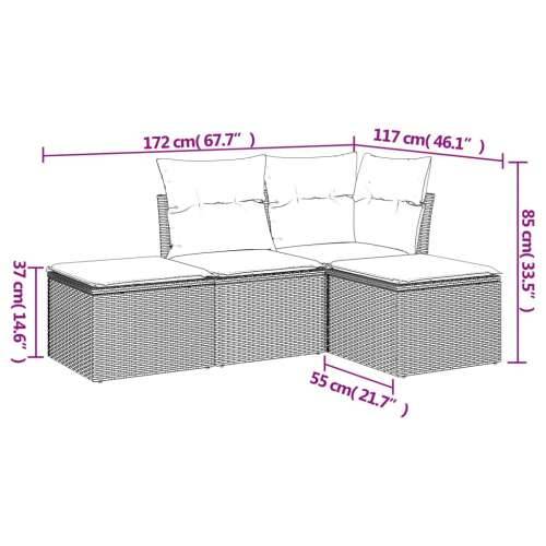 Vrtna garnitura - 4-dijelni set vrtnih sofa s jastucima bež od poliratana - bež i siva Bez stola 1 Cijena