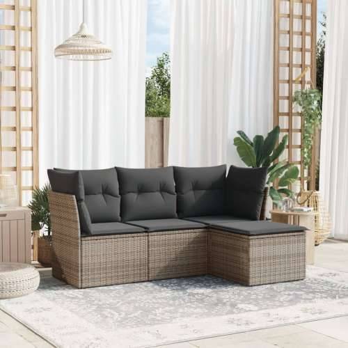 Vrtna garnitura - 4-dijelni set vrtnih sofa od poliratana s jastucima sivi - Siva Bez stola 1 Cijena