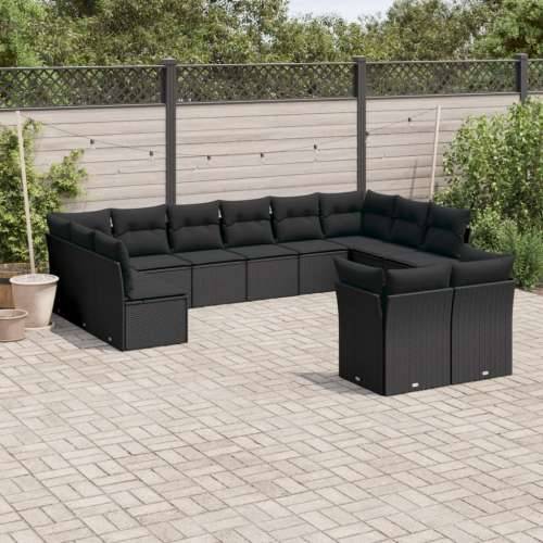 Vrtna garnitura - 12-dijelni set vrtnih sofa od poliratana s jastucima crni - Crna Bez stola 1 Cijena