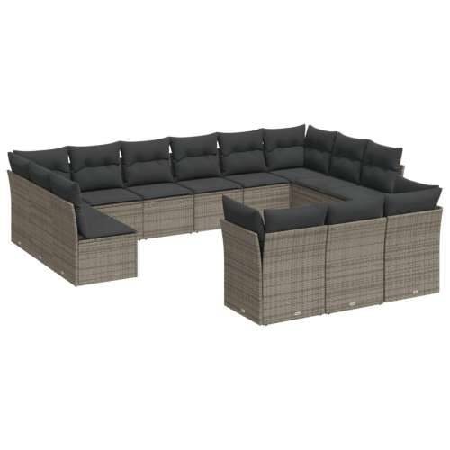 Vrtna garnitura - 13-dijelni set vrtnih sofa od poliratana s jastucima sivi - Siva Bez stola 1 Cijena