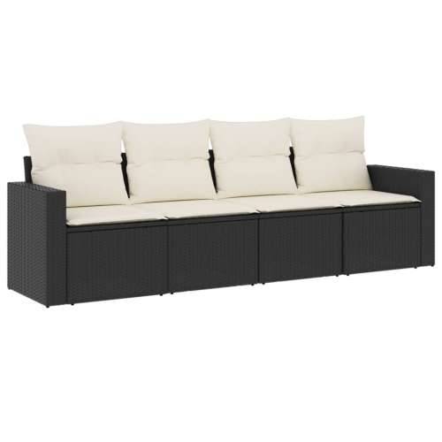 Vrtna garnitura - 4-dijelni set vrtnih sofa od poliratana s jastucima crni - Crna i krem Bez stola 1 Cijena