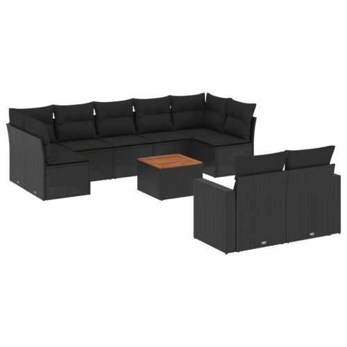 Vrtna garnitura - 10-dijelni set vrtnih sofa s jastucima crni od poliratana - Crna 1 stol + 5x srednja + 2x kutna Cijena