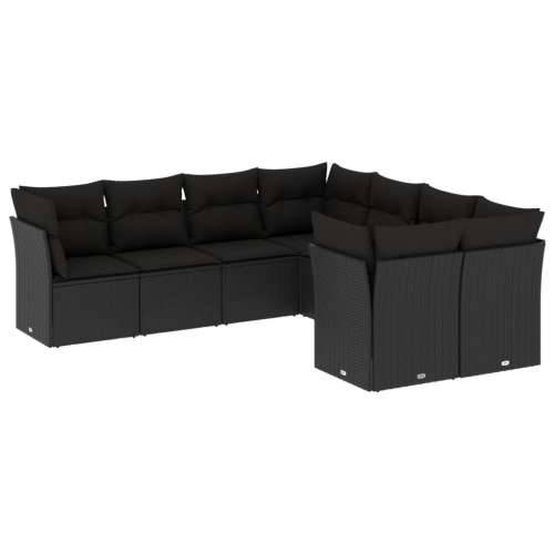 Vrtna garnitura - 8-dijelni set vrtnih sofa od poliratana s jastucima crni - Crna 1 Cijena